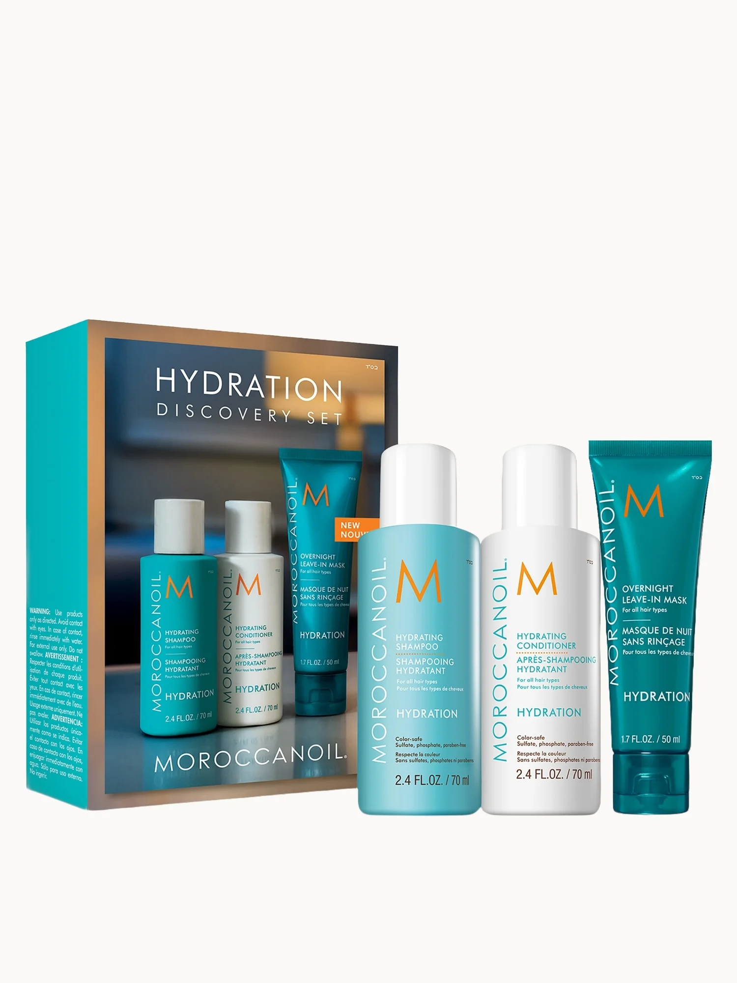 MOROCCANOIL Hydrate Shampoo and Conditioner 70ml + NEW Overnight Leave-in Mask 50ml Offer